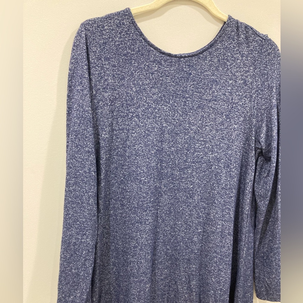 Old Navy Long Sleeve Blue Dress Scoop Neck Medium Plush Knit Swing Dress - Picture 4 of 11